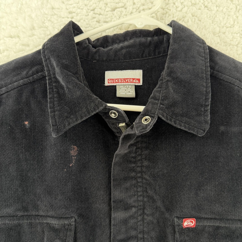 Vintage Quiksilver Jacket Mens Xl Black Corduroy Military Shirt Jacket Y2k Gorp View 3
